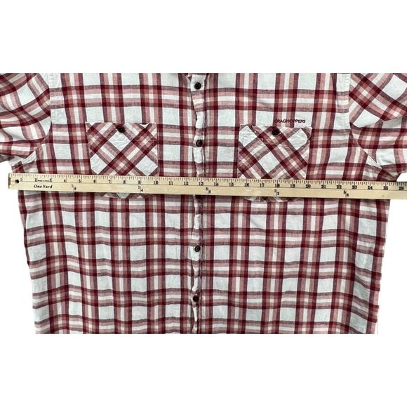 Craghoppers Shirt Mens XXL Red Plaid Button Linen Blend Grunge Indie Casual - Picture 6 of 15